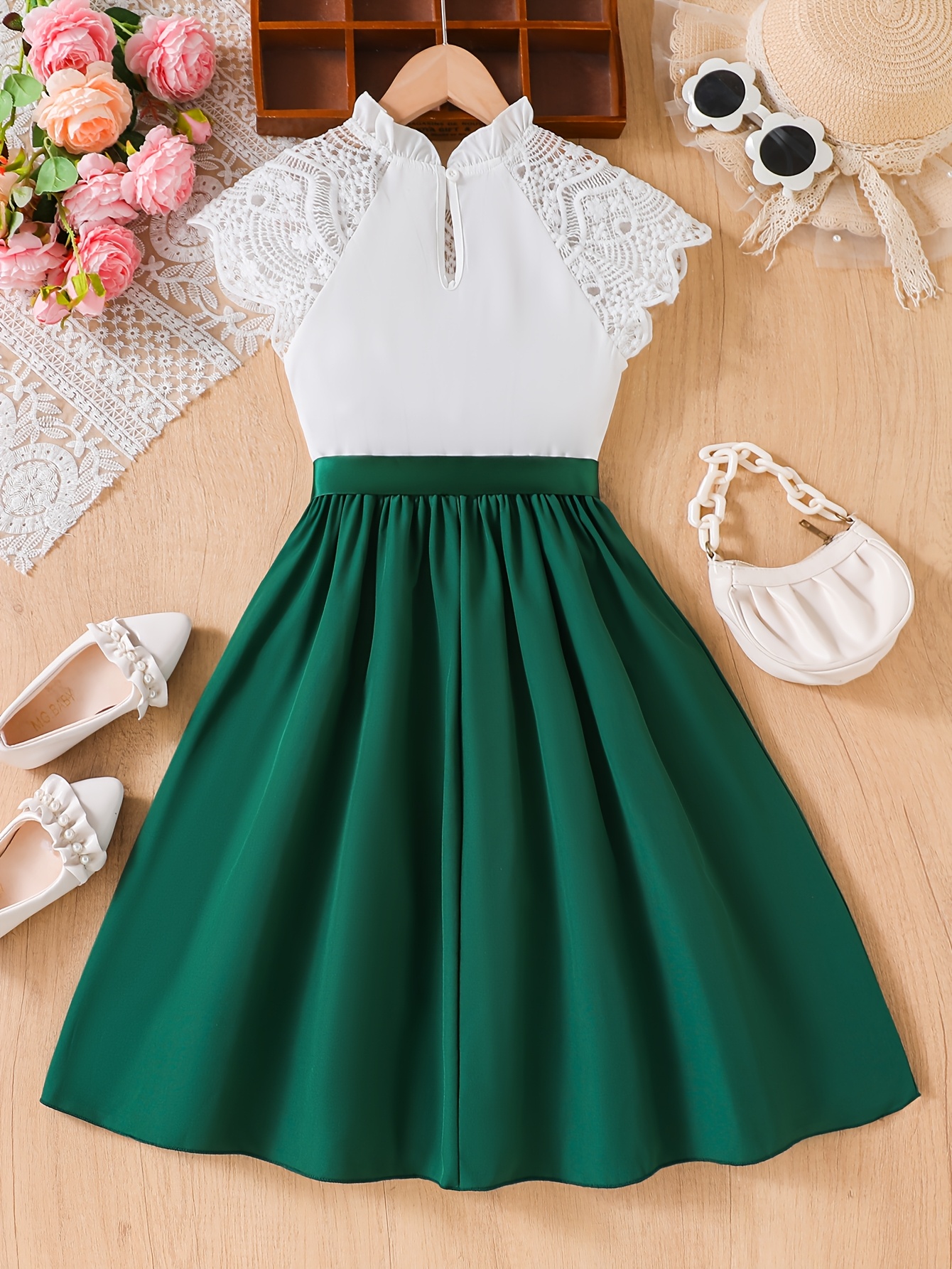 green dress teen girl Fiona Premium Girls Dress - Emerald Green main image 1