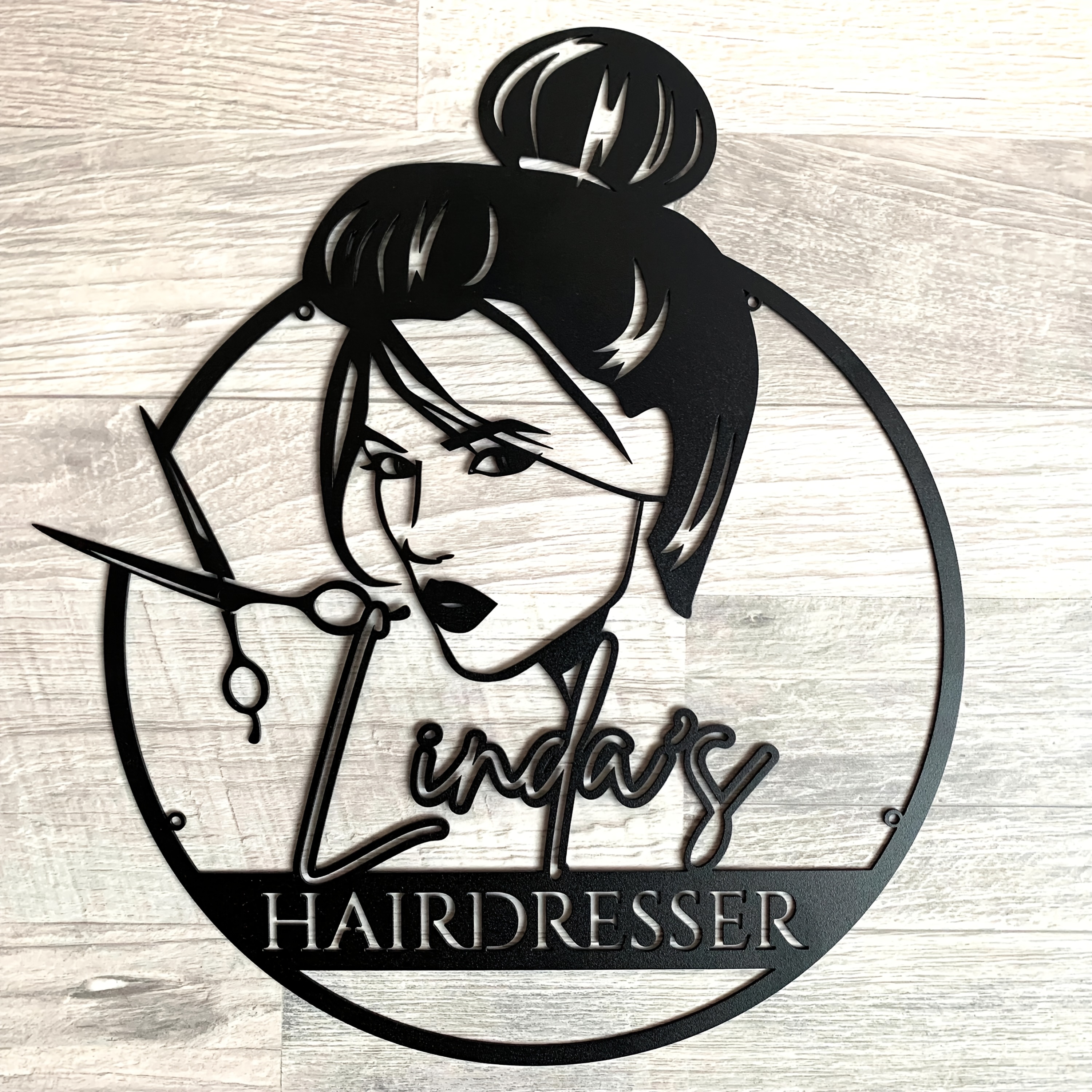 TEMU Custom Hairdresser Sign, Personalized Hair Stylist Sign With Name - Metal Wall Art For Decor, Hairstylist Gift, Art Deco Woman, Housewarming
