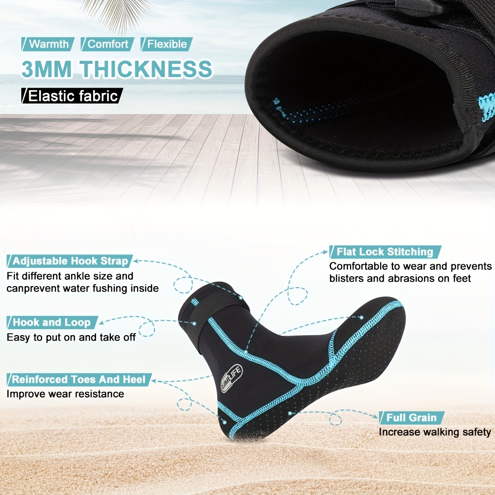 Chaussettes Aquatiques Néoprène 3 Mm - Bottillons Antidérapants Pour Plongée, Surf, Kayak, Beach-volley - Homme Et Femme