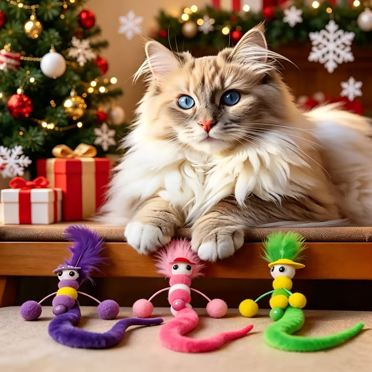 TEMU Clochette colorée pour chat pour ensemble CATERPILLAR, Jouet à leurre pour chatons pour jeu , Jouet de dentition à la mastication, Couleurs
