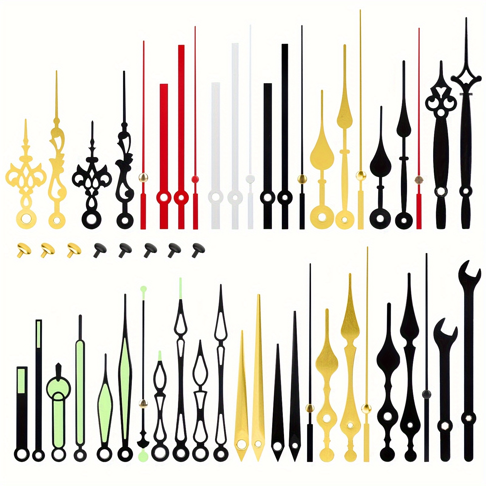 TEMU 18 Styles Clock Hands, Long Shaft Clock Hands Kits, Made Of Aluminum, Repair Parts Replacement For Clock Making, Gift