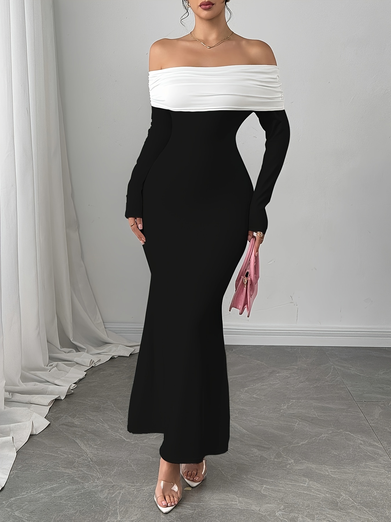 Black And White Formal Maxi Dress Maxi Dress Black And White Dress Outfits  Strapless Ruffle Maxi, image size:800x1067