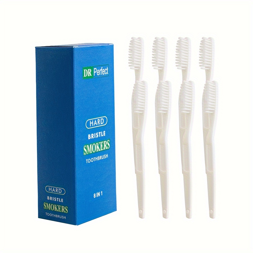 

8pcs Extra Hard Bristle Toothbrushes For Adults - Deep Clean, Stain Removal & Gum Health