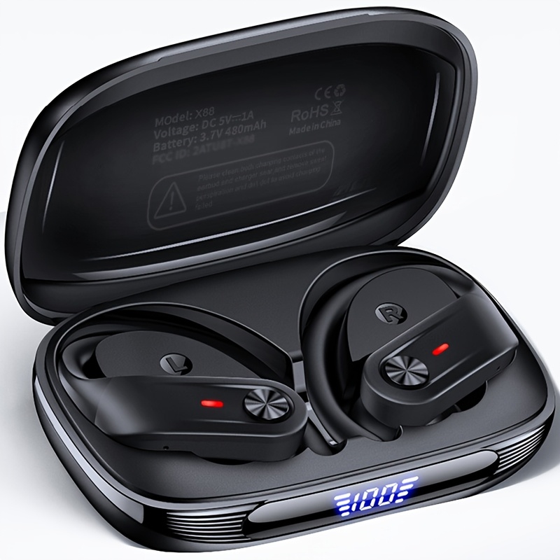 Wireless Earbuds 5.4 Headphones Sports, 75H Stereo Deep Bass Over-Ear with Earhooks, 4 ENC Mic, LED Display for Running Workout Exercise Gym, Exercise Audio Gear, Ergonomic Fit, Premium Audio, Noise Isolation, Music Lovers 15 Wireless Earbuds 5.4 Headphones Sports, 75H Stereo Deep Bass Over-Ear with Earhooks, 4 ENC Mic, LED Display for Running Workout Exercise Gym, Exercise Audio Gear, Ergonomic Fit, Premium Audio, Noise Isolation, Music Lovers