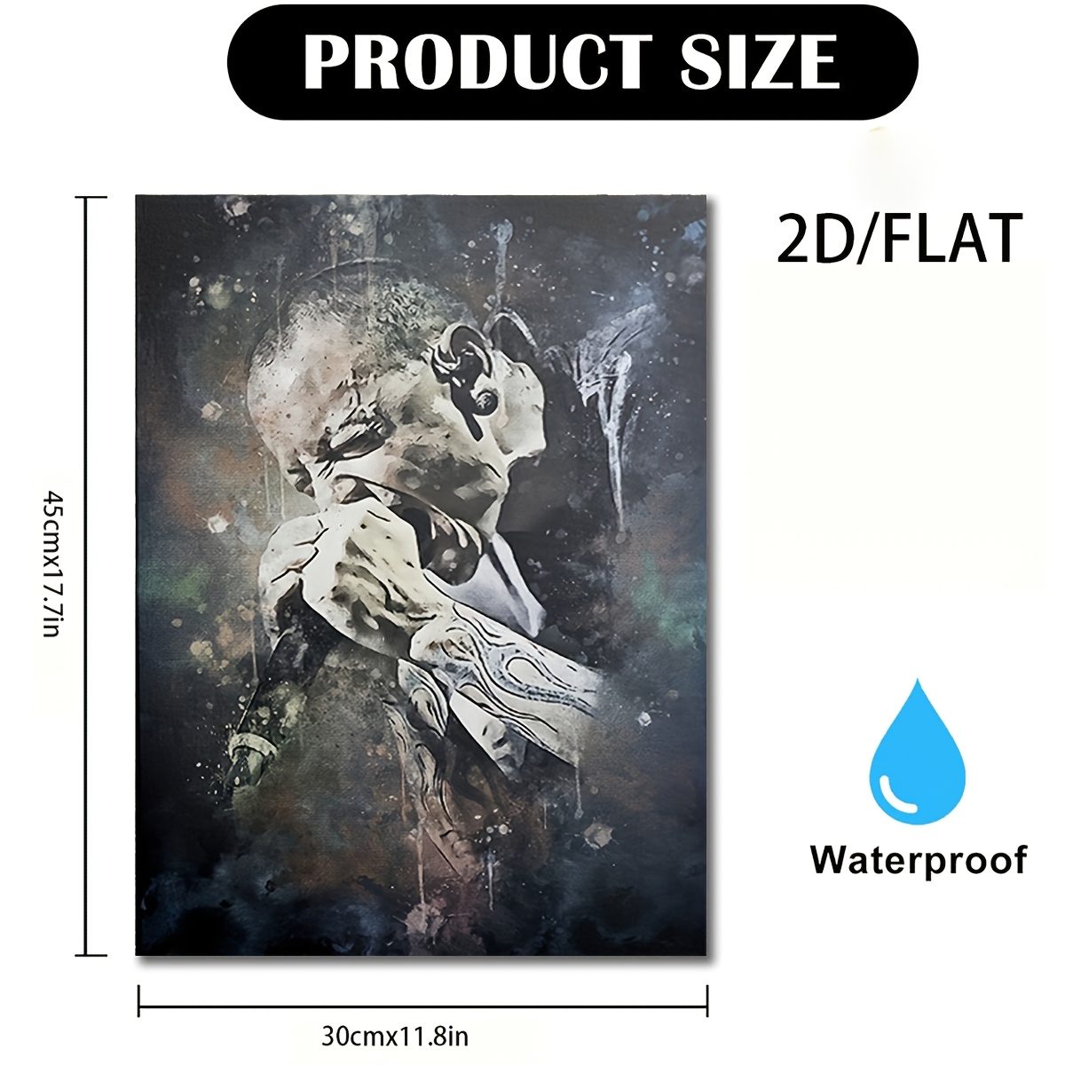 TEMU 2d Flat, 1pc Modern Monochrome Male Portrait Frameless Canvas Painting - Abstract Black & , Soft Brown & Gray Tones Suitable For Living Room,