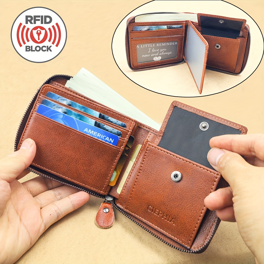 

Mens Genuine Leather Zipper Wallet Large Capacity Double Fold Multi-card Top Layer Leather Wallets For Men And Coin Purse