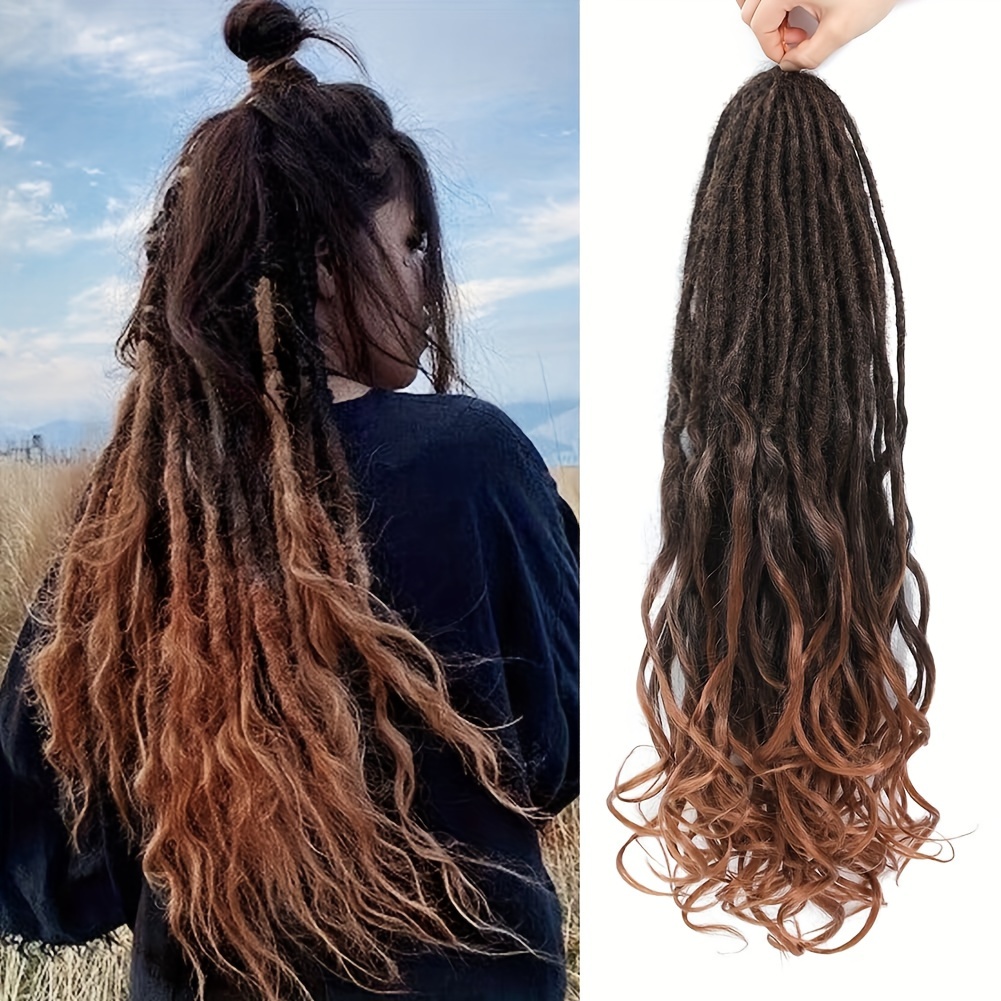 10 Strands (24 Inches) French Curly & Spanish Curly Dreadlock Extensions Suitable For Women - Dark Brown Synthetic Hair With Double Ended Dreadlocks, Soft Waves For Dreadlock Add-ons