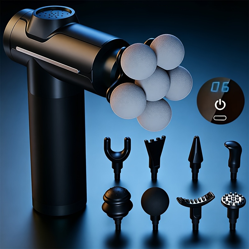 Image of Professional Electric Massager, Equipped With Lcd Display And Usb Fast Charging Function, With Multiple Massage Heads, Suitable For Full Body Massage, Easy To Carry, Suitable For Home Or Gym Use