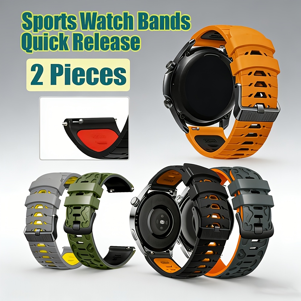 item picture 2pcs silicone watch band smartwatch additions 22  watch strap breathable quick release wristband adjustable strap for men women for huawei watch for   watch for xiaomi watch for   watch comfortable replacement bracelet