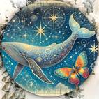 8x8 round metal wall art marine animal design bars cafes clubs kitchen decor