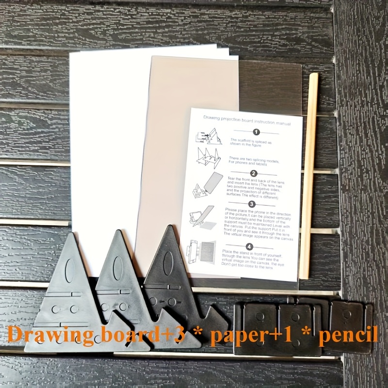TEMU 1set Portable Optical Drawing Board Drawing Tool, Sketch Art Projector - Artist And Beginner Learning Sketching Tool (comes With 3 Copy Papers
