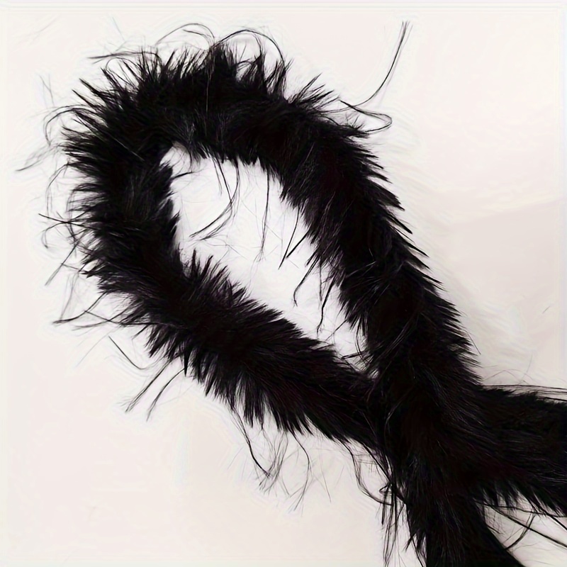 

39.37in Black Faux Feather Trimming Fringe For Diy Craft, Costume, Hat Accessory, Imitation Turkey Feather Strip For Christmas Decoration