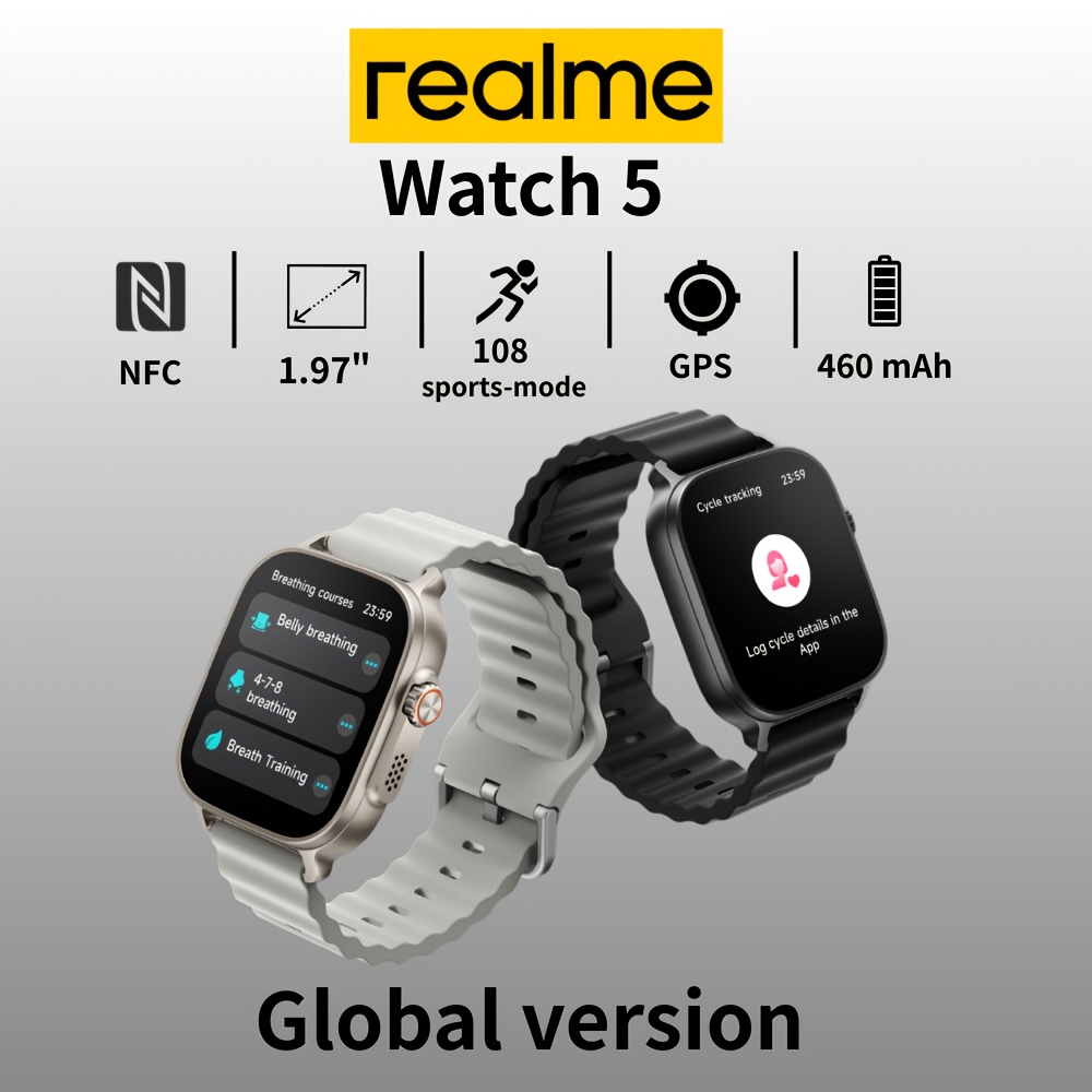 Realme Watch 5 Versión Global: Reloj Inteligente con Brújula y GPS Independiente, 5 GNS...