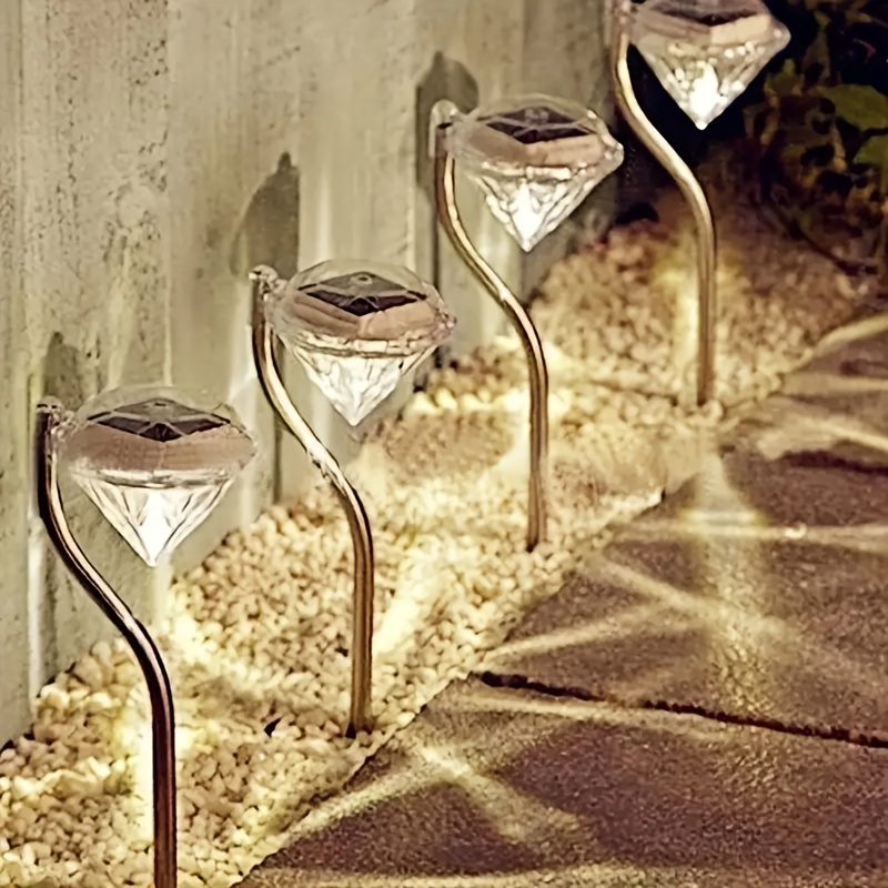 TEMU 4pcs Outdoor Solar Diamond-shaped Landscape Lawn Lights, Suitable For , Courtyards, Gardens, Lawns, Walkways, And Driveways Garden Lights.