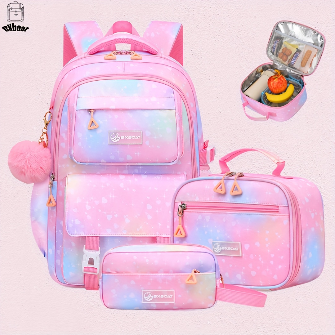 Image of Bxboat 3pcs Gradient Color Casual Backpack Set, Large Capacity 16 Inch Laptop Bookbag With Multiple Pockets, College Backpack, Outdoor Camping Travel Bag, Travel Bag