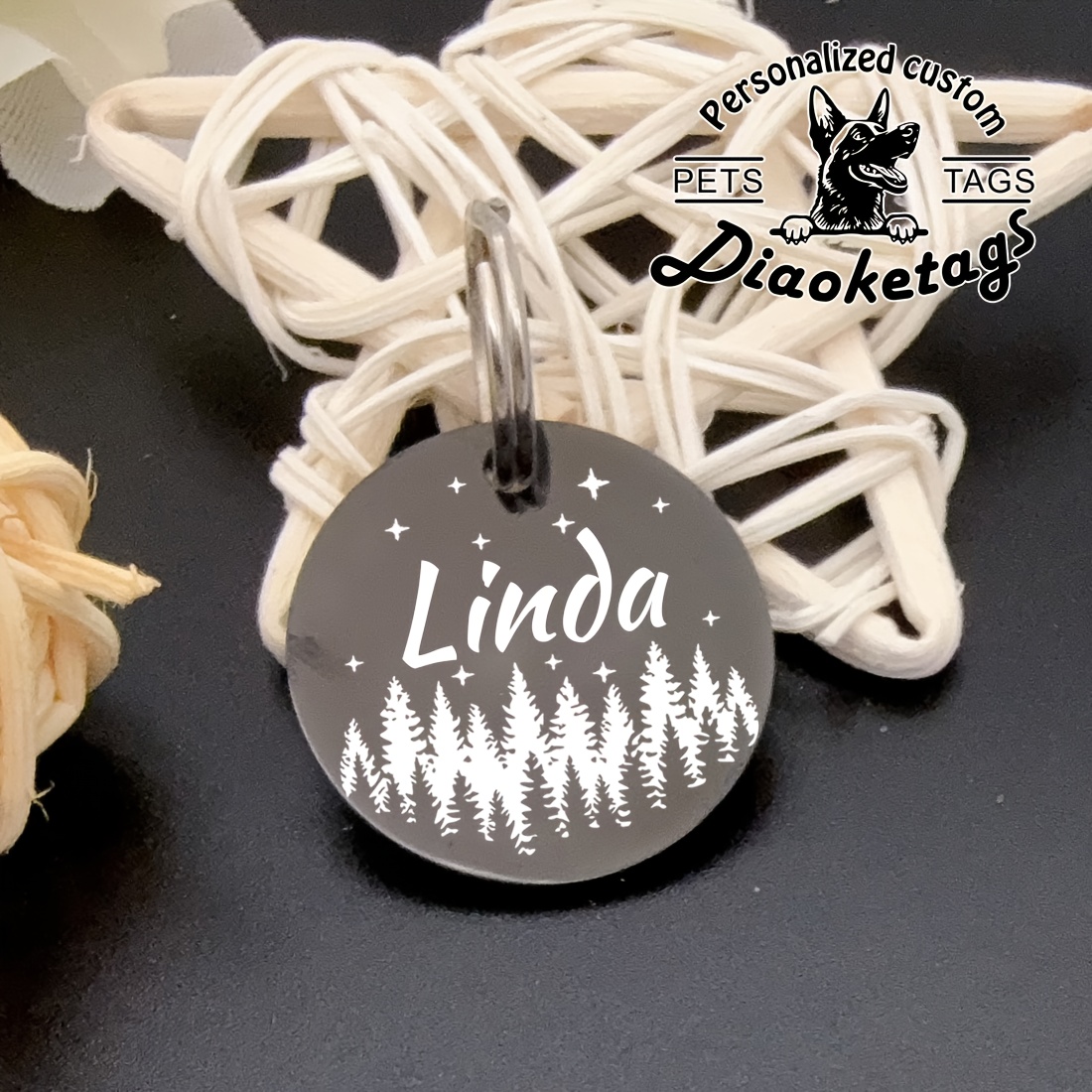 TEMU Personalized Dog Tag, Custom Dog Tag, Round Black Rose Golden Silvery Personalized Dog Tag, Dog Tag, Dog Use Carved Dog Tag