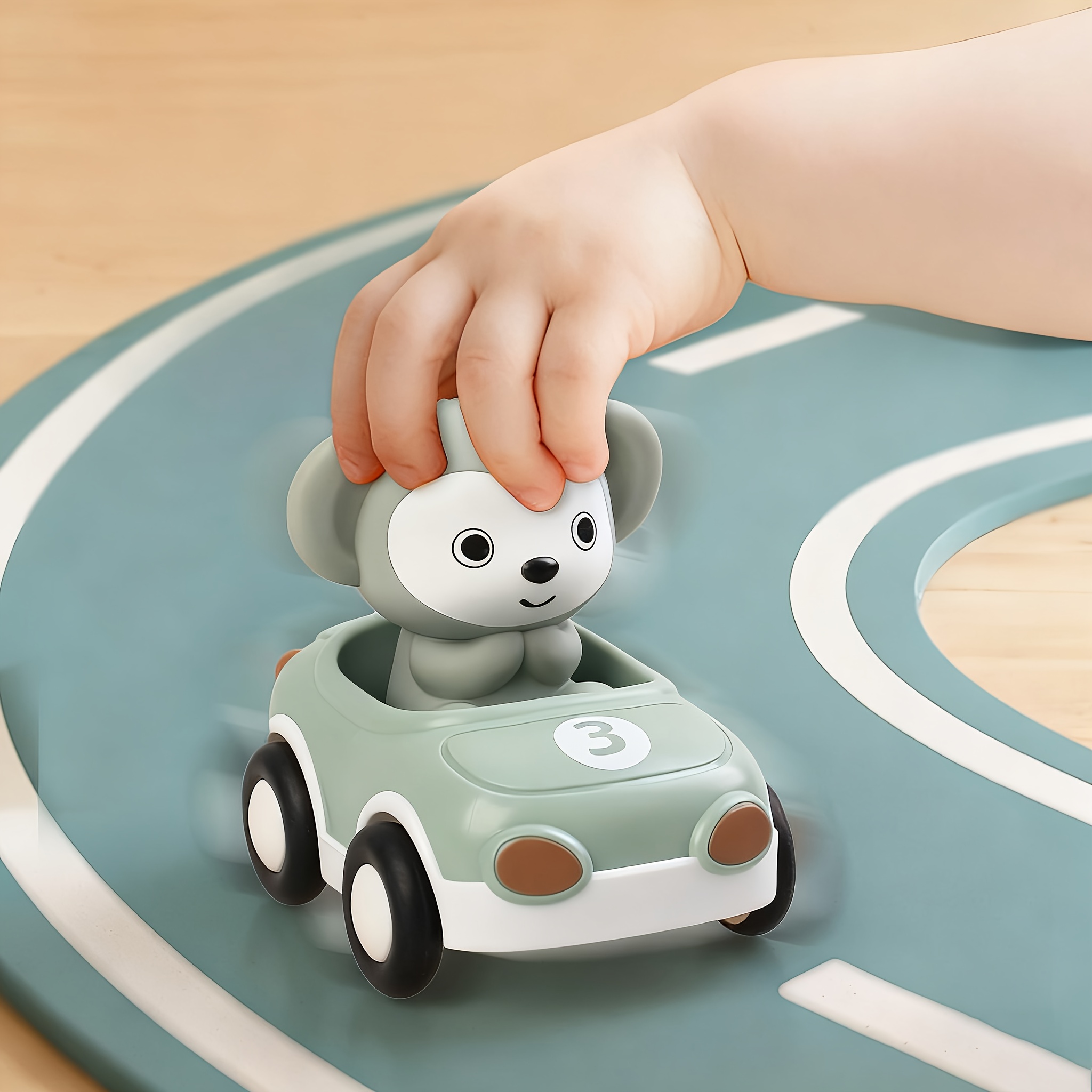 6pcs/set Kids' Inertial Sliding Animal Car | Detachable Soft Rubber Squishy Finger Cot, Kindergarten Construction Toys, Baby Car Toy for Boys & Girls, Christmas, Birthday Gifts, Tactile Skills, Color Recognition, Shape Recognition, Uncharged