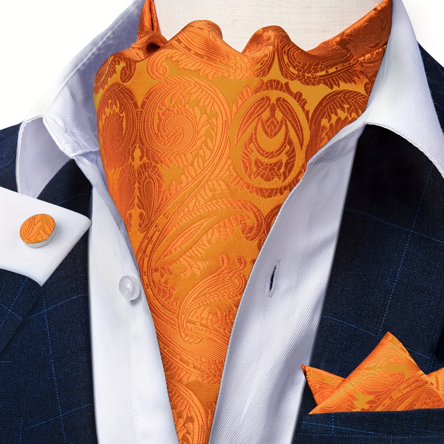 Cravate Ascot Paisley + Mouchoir De Poche - Accessoire Homme Mode, Mariage