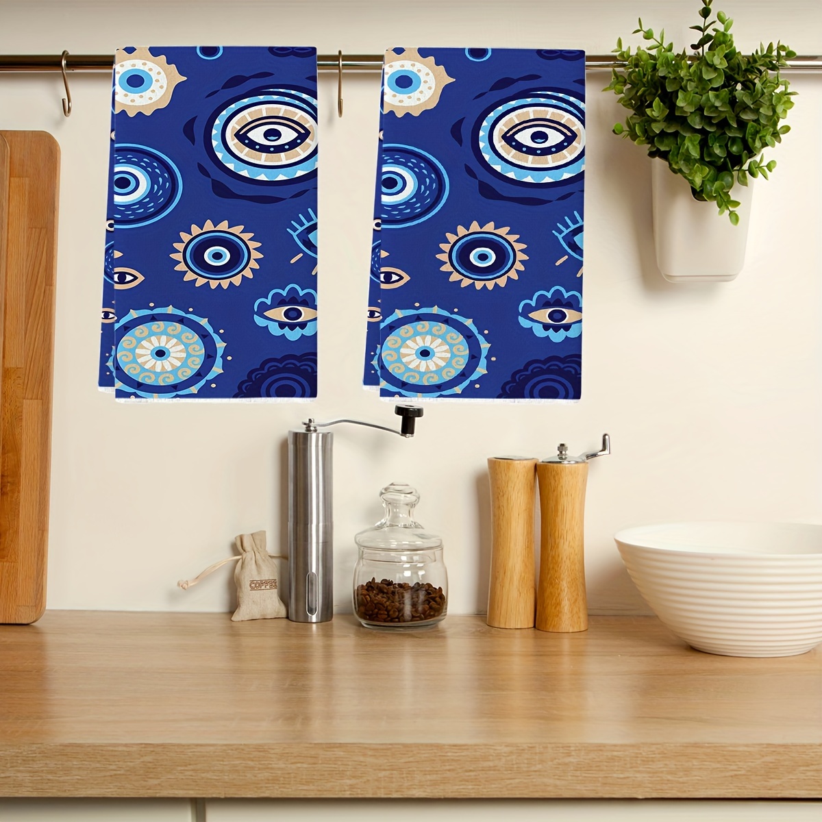 

2pcs Microfiber Kitchen Towels - Evil In , Drying Hands & Dishes, Modern Cartoon Style, Dish Towels For Kitchen