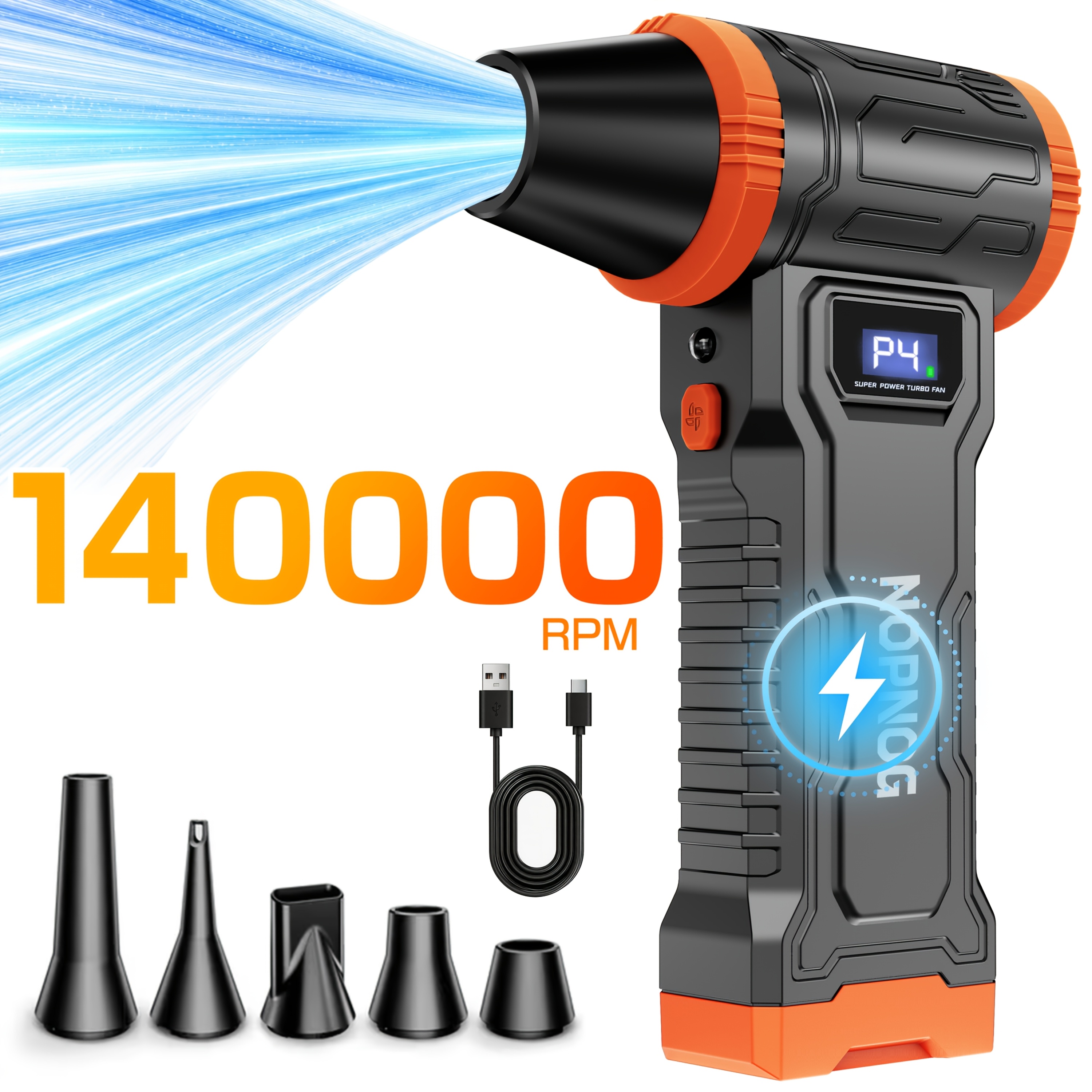 TEMU Compressed Air Dust Collector, Super Powerful Cordless Air Dust Remover, Rechargeable Brushless Blower, Adjustable Mini Blower With Led Light,