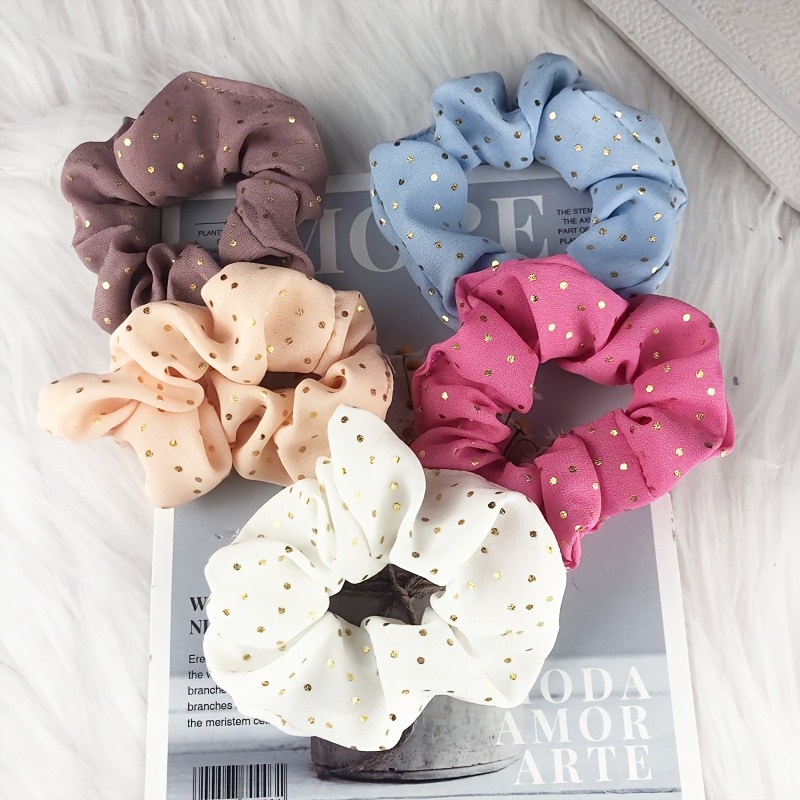 TEMU Set da 5 pezzi di elastici per capelli a laccio in tessuto elastico con stampa a dorati