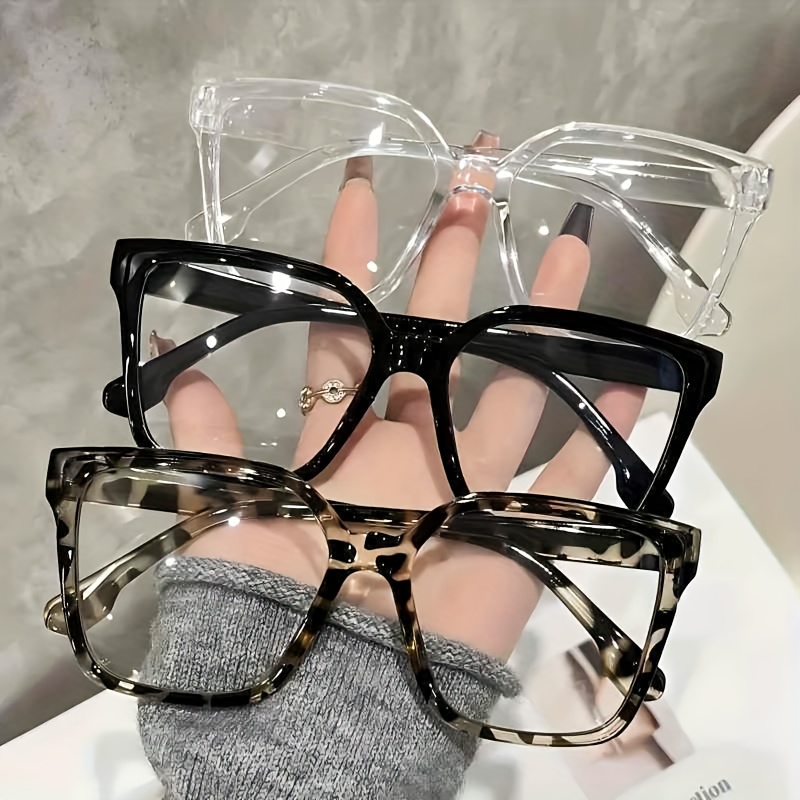 3-pack Vintage Square Fashion Glasses - Suitable For Women' Decoration - Clear Lenses
