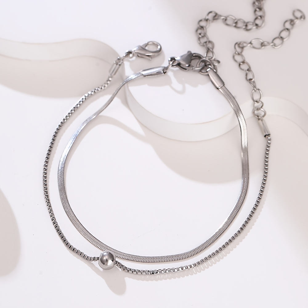 Minimalist Copper Bead Box Chain Bracelet, Daily Wear