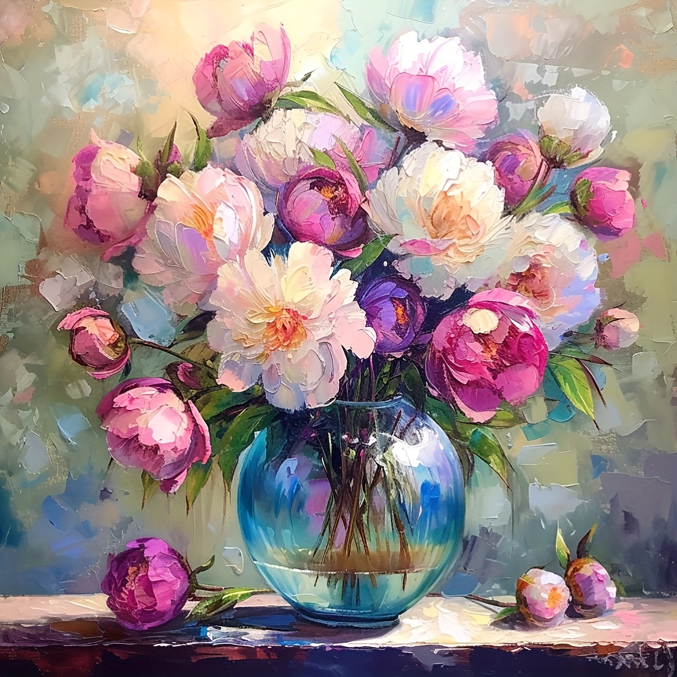 

1pc Large Size 40x40cm/15.7x15.7in Without Frame Diy 5d Artificial Diamond Art Painting Beautiful Flowers, Full Rhinestone Painting, Diamond Art Embroidery Kits, Handmade Home Room Office Wall Decor