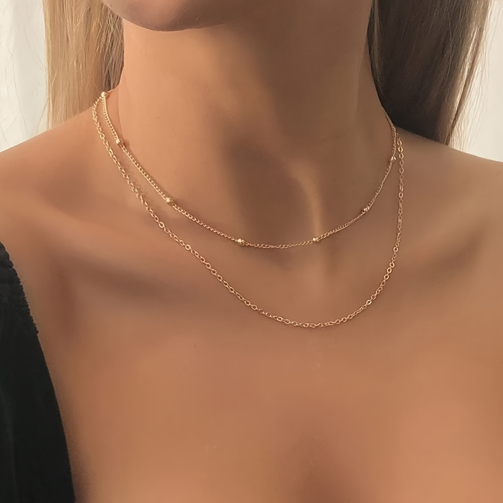 E-shop Elegante niedliche vielseitige Damen-Choker-Halskette mit doppelter Schicht für Freizeitpartys, Urlaub den