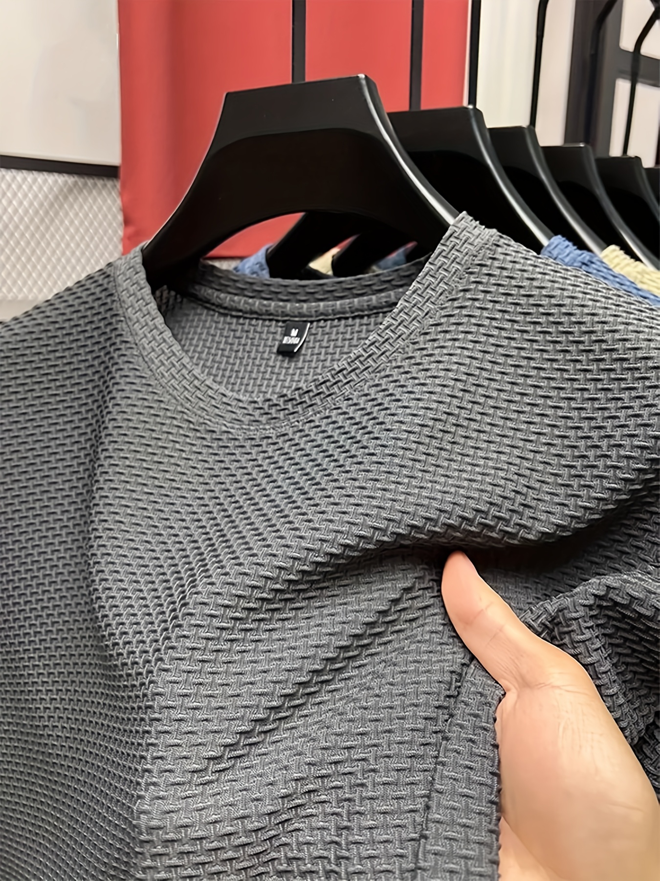 Men's Solid Color Waffle Knit T-Shirt - Breathable Stretch Fabric, Moisture-Wicking Round Neck Short Sleeve Tee for Summer Outdoor Sports & Casual Wear