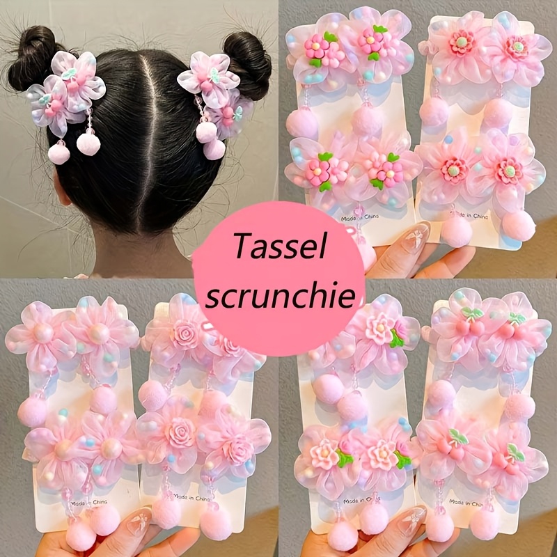 Image of 12pcs ' Hair Accessories, Hair-friendly High-elasticity Tassel Headbands, Holiday Gift For Girls
