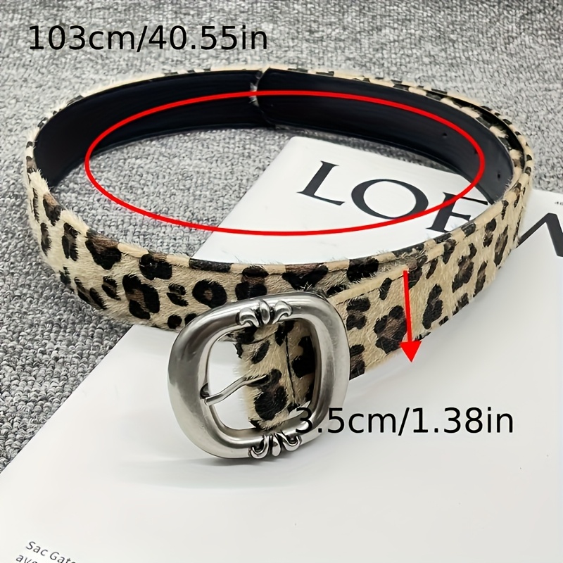 Women's Leopard Print Adjustable Belt with Metallic Buckle