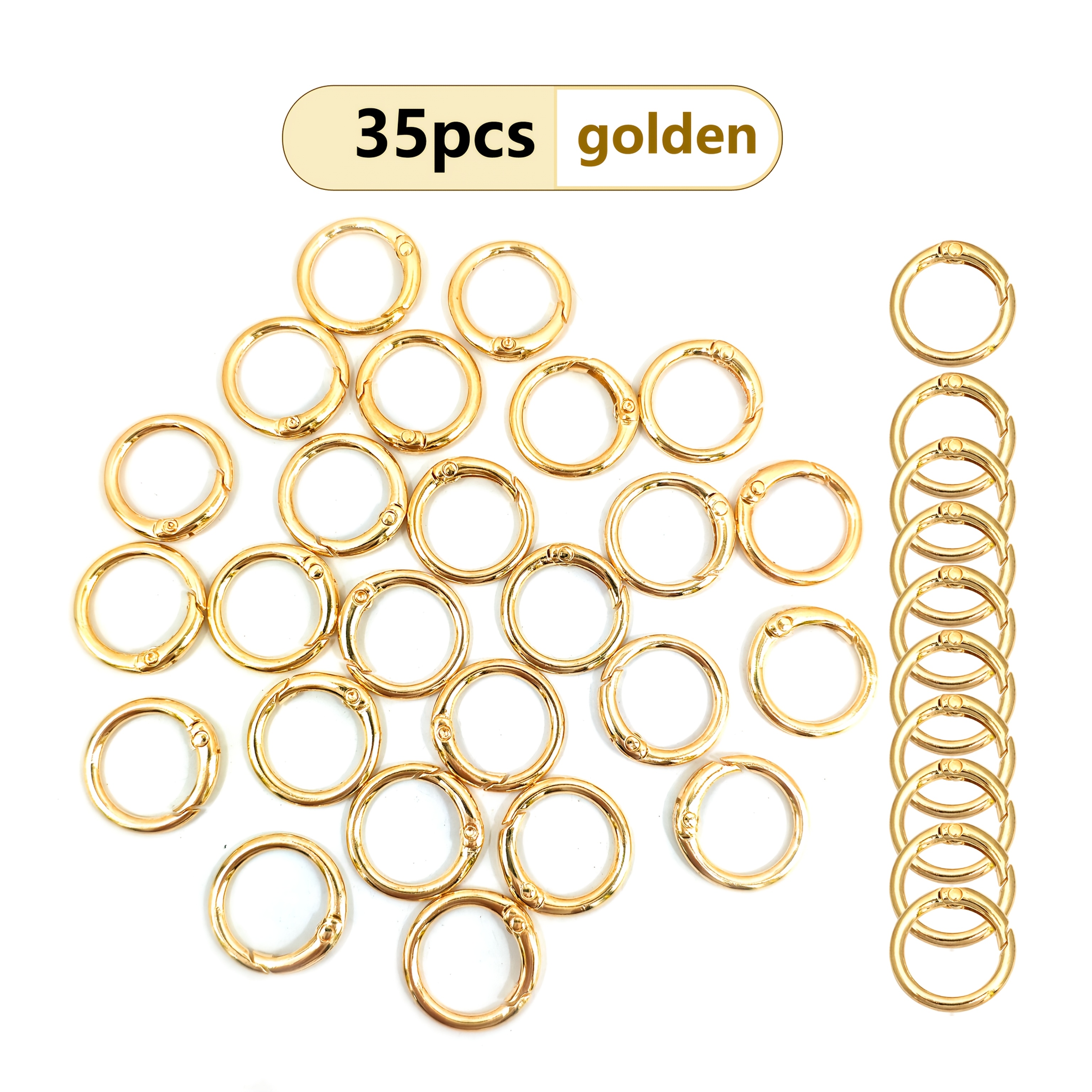 TEMU 35 pz/Confezione Portachiavi a Forma di O in Metallo e Argentato con Moschettoni a Molla, Lisci, Robusti e Durevoli, Uso Versatile, Accessori
