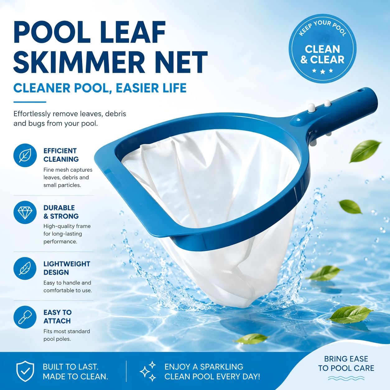 1pc, Lightweight And Compact Deep Net, 15cm Deep, 5.9 Inches, Suitable For Swimming Pools, Spas, Kitchens, Bathrooms, Etc., A Must-have For Home Use