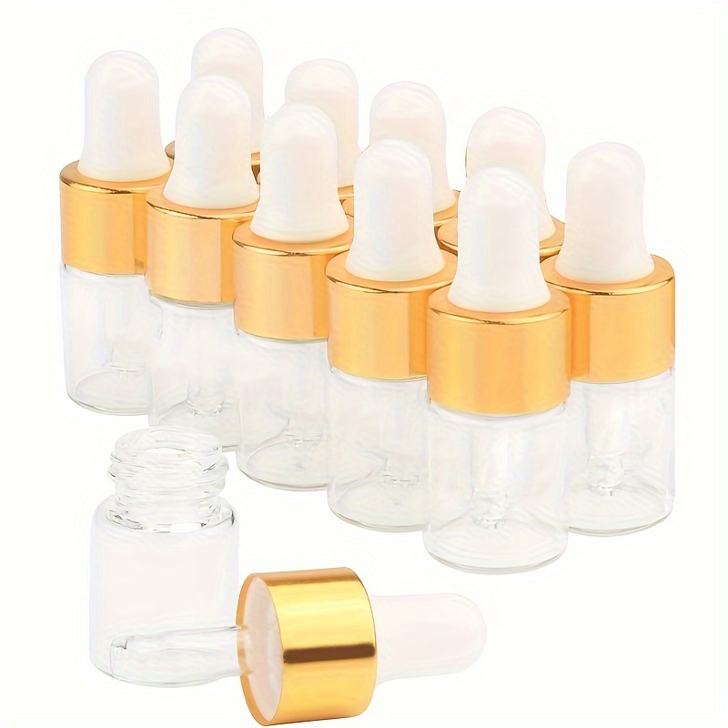 10pcs Glass Essential Oil Dropper Bottles Clear Mini 2ml Perfume Dropping Bottle Cosmetic Sample Vials With And White Latex