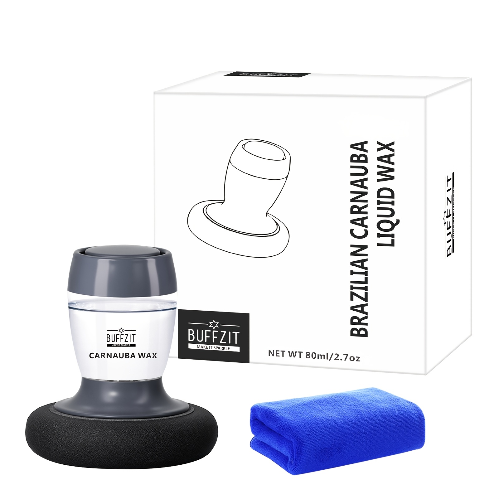 Car Wax Set With Applicator And Microfiber Cloth Buffer Waxing Set Bulk Pack Detailing Polishing For Cars And Boats And Application-80ml/2.7oz
