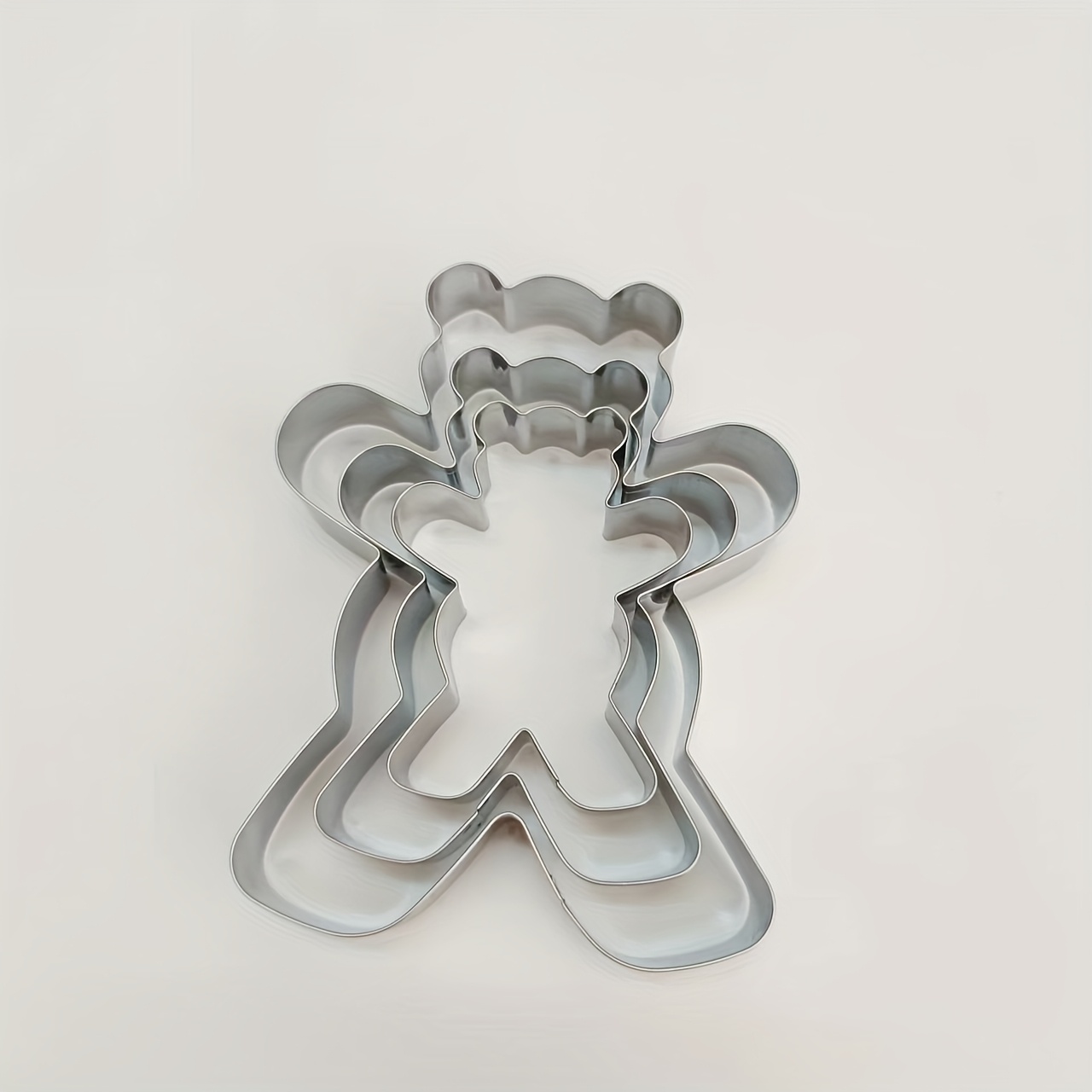 3pcs Stainless Steel Cookie Cutter Set - Cartoon Bear , Suitable For Christmas And Thanksgiving Baking Parties