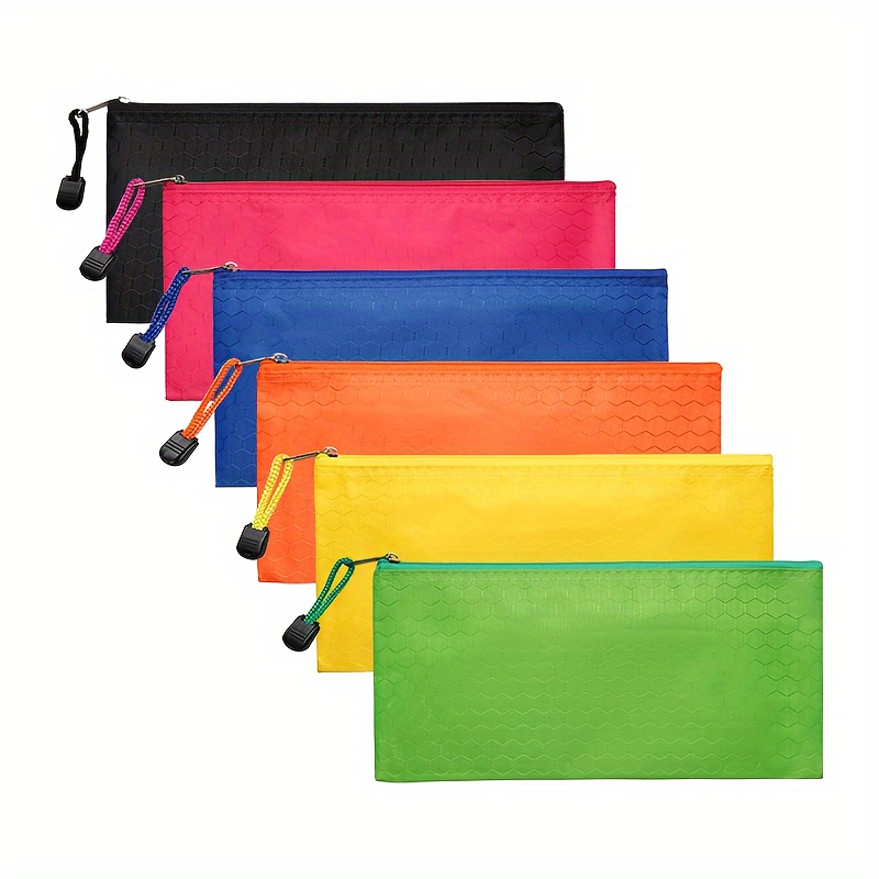 

6-pack Of Water-resistant Oxford Cloth Ball-textured Zipper Bags: Perfect For Organizing Documents, School Supplies, Travel Essentials, Or Cosmetics