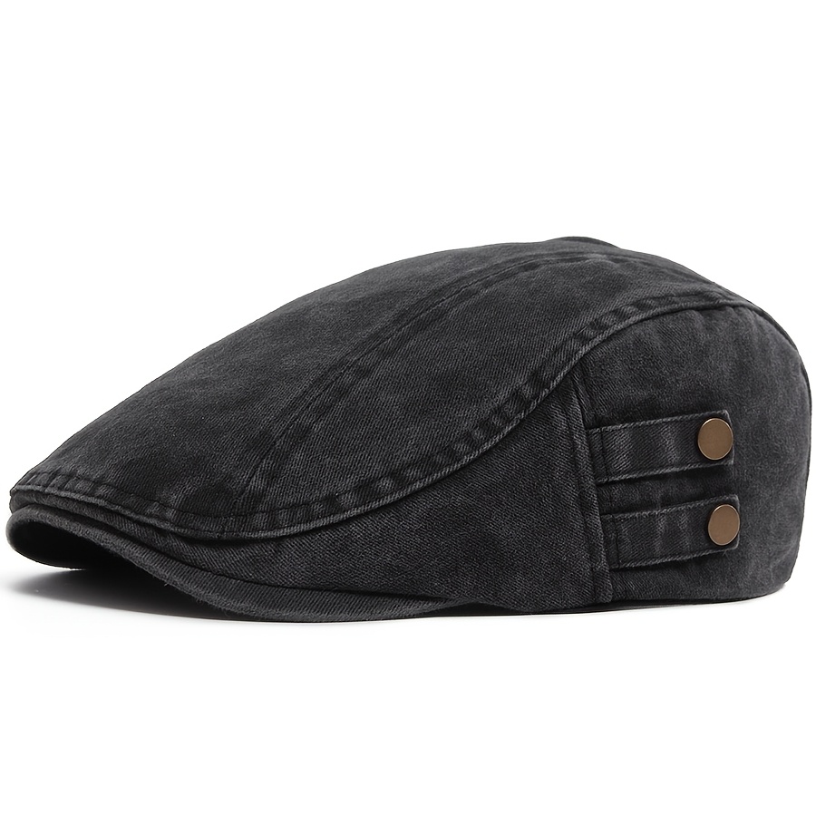 TEMU Boina de estilo vintage de moda con botón decorativo, lavable a agua, gorra tipo repartidor de para , sombrero casual con visera para , otoño y