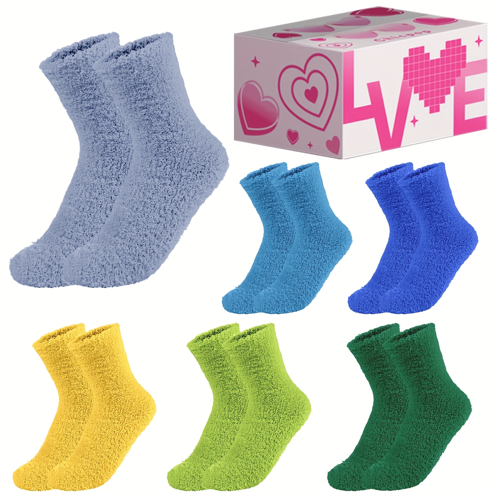 

6 Pairs Fuzzy Socks For Men Women Girls Fluffy Cozy Slipper Cabin Soft Winter Warm Fleece Socks