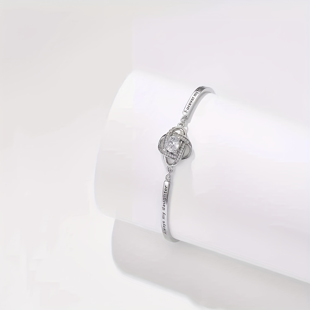 TEMU 1pc #sistergift #bracelet #silverjewelry Engraved Bracelet Knot Pendant For My Sister, A Perfect Birthday Present