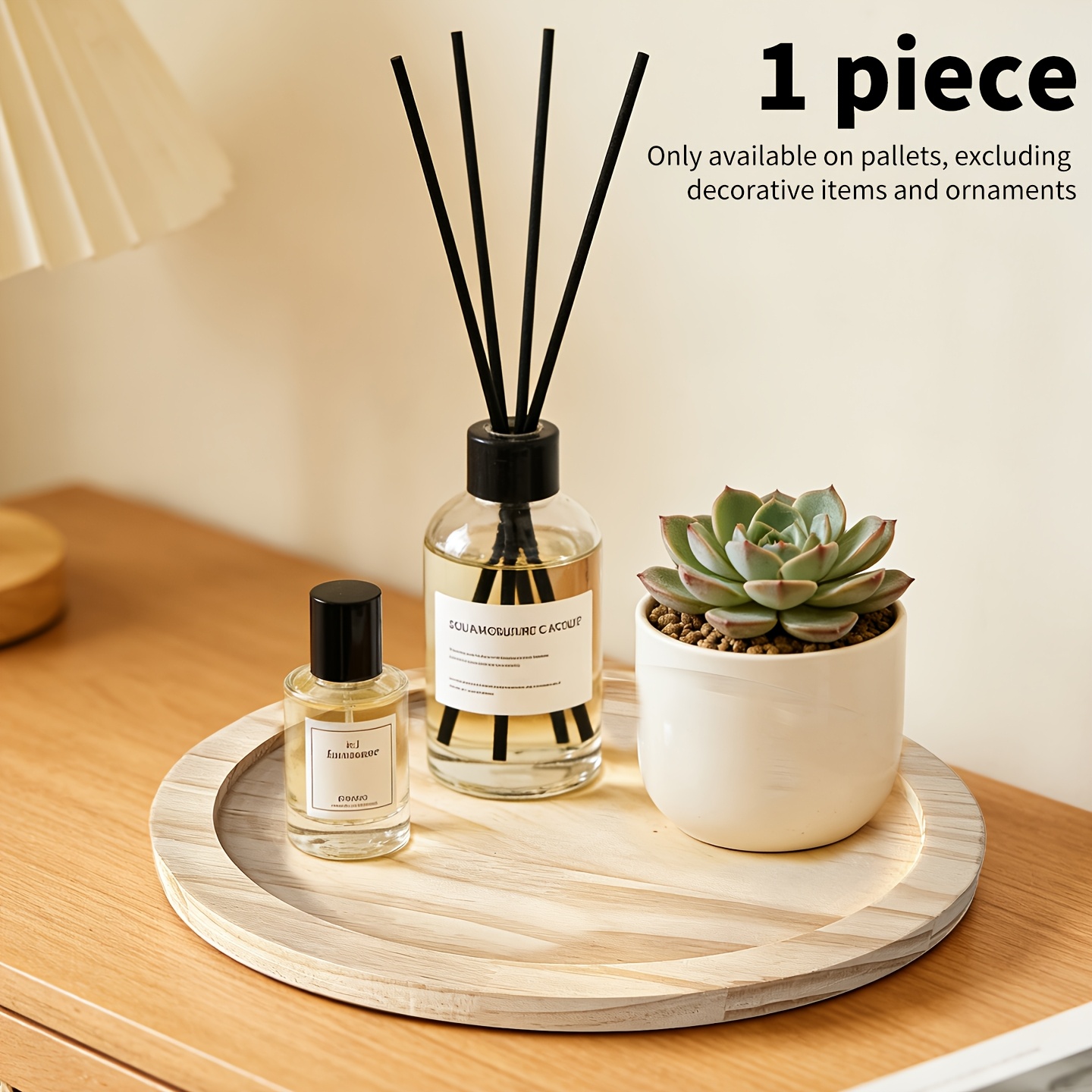 Wooden Tray Style Round Wooden Tray Suitable For Kitchen Table Decoration Candlestick Center Ornament Home Decoration Additions Tea Table Decoration | Durable Wooden Plate (non-food Contact)