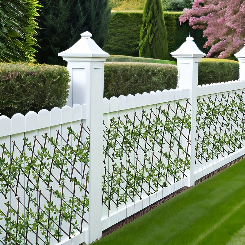 

1pc Expandable Wooden Trellis Fence - Uv Protected Artificial Ivy Privacy Screen For Garden, Backyard Decor & Outdoor Events