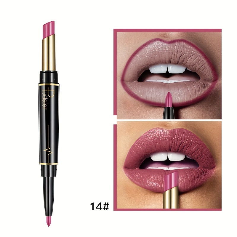Image of Pudaier 15 Color 2-in-1 Double-ended Lipstick & Lip Liner- 24 Hour Long Lasting, Waterproof, Cup, Makeup Tool With Vibrant Colors Suitable For Tones And Skin Types- Gift & Daily Makeup