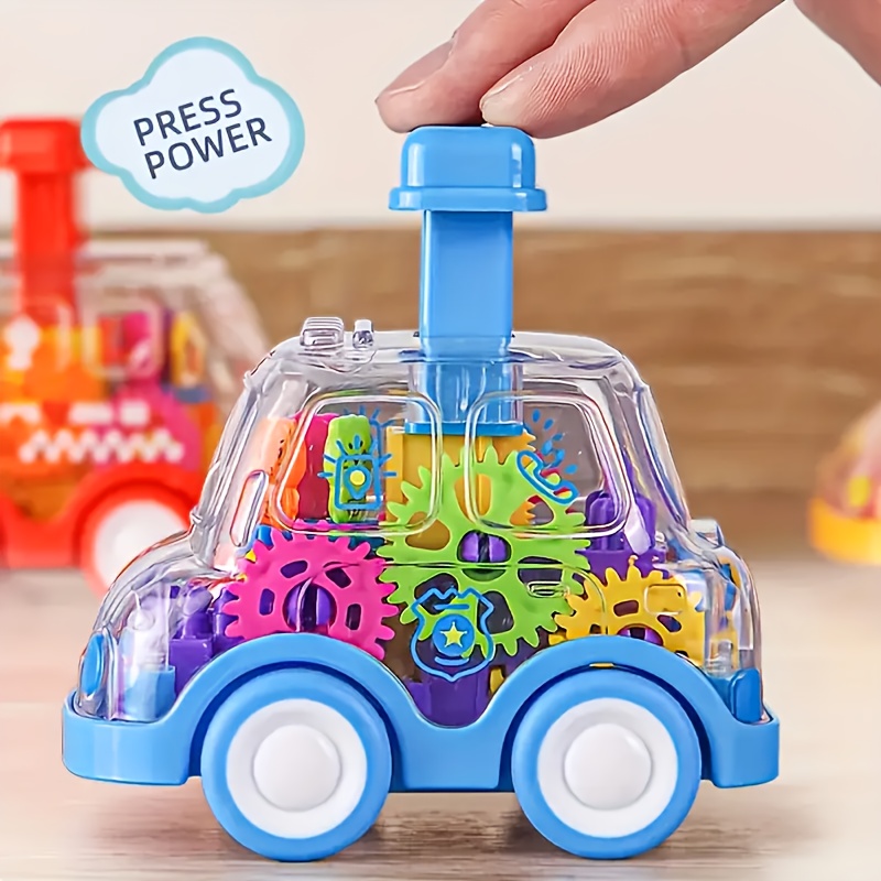 Transparent Cartoon Gear Toy Car, Educational Pull Back Model