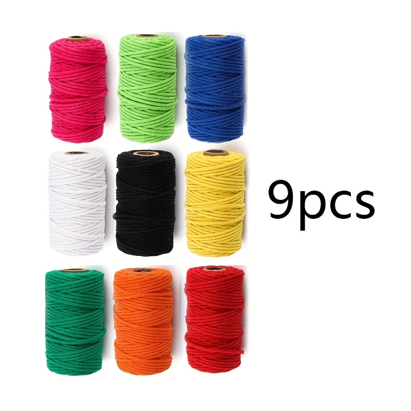 E-shop 9 Rollen Makramee-Schnur, 3mm x 50m, Insgesamt 480 Yards Makramee-Seil, 4-fach verdrillte weiche Schnur für Kunstwerke, Wanddekoration,