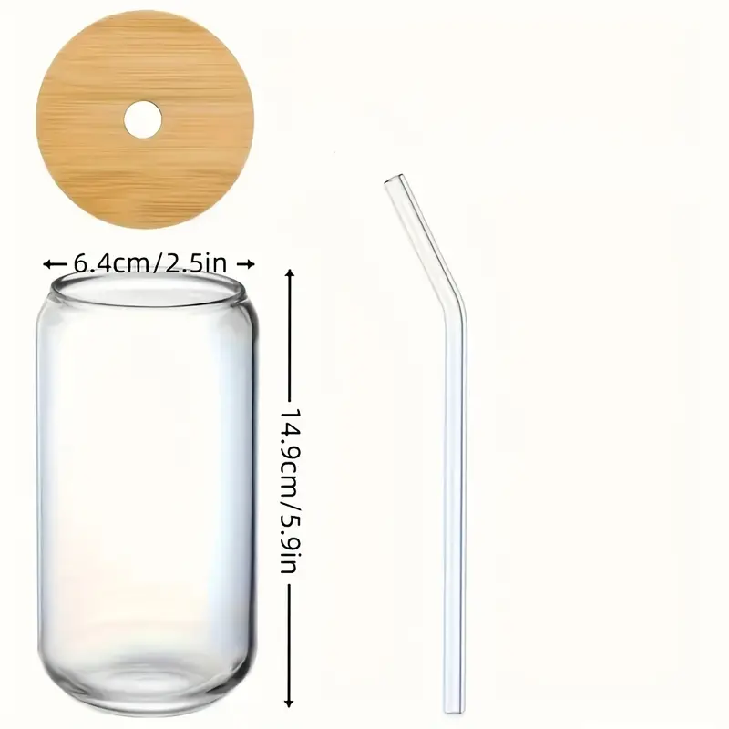 4pcs 18 6oz 550ml including bamboo lid straw straw brush glass set with a smooth and similar to traditional aluminum cans an ideal container for iced coffee milk water juice Product details 6