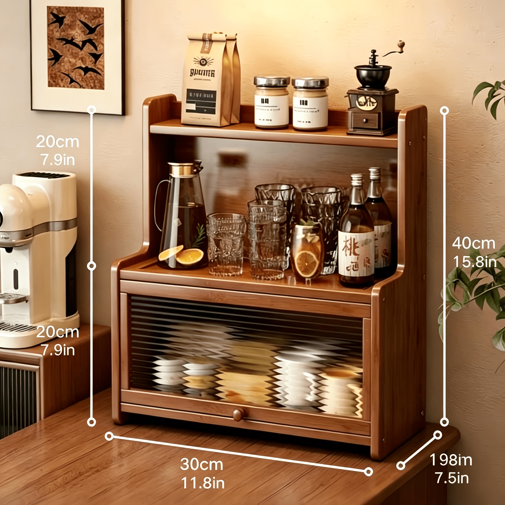 TEMU 2026 New Kitchen Countertop Bamboo Storage Cabinet Bread Box, Bread Storage Container With Acrylic Window, Retro Farmhouse Storage Box, Standing