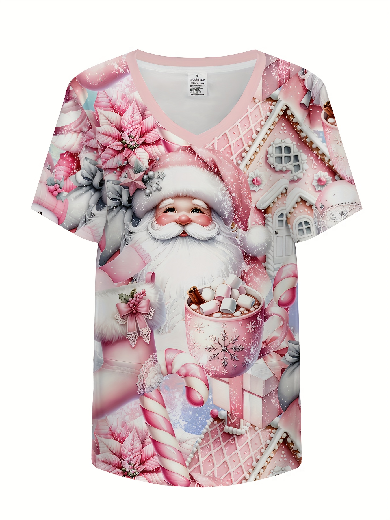 blouse de soins imprimée père noël - ultra-confortable,   et respirante pour femmes -   pour les hôpitaux pédiatriques,   dentaires et   de santé