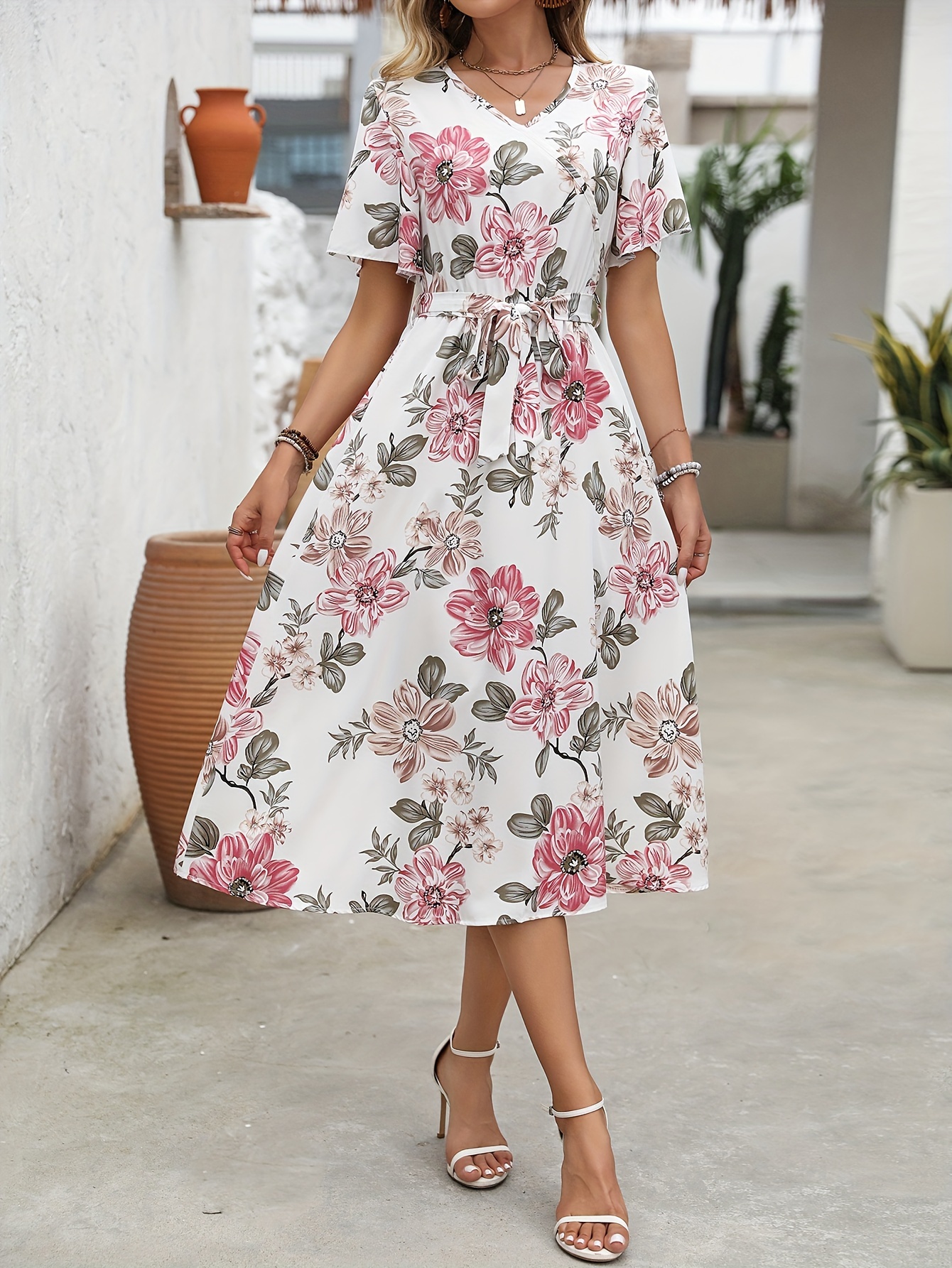 chinese dress ladies Classic Tweed Belted A-Line Dress main image 1